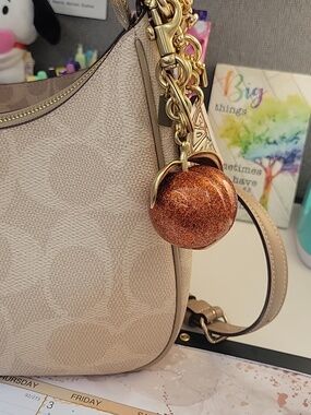 NWOT Sparkly Coach Peach Keychain